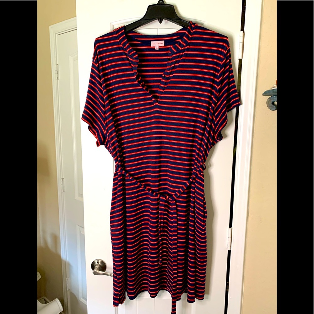 ModCloth blue, red, and white striped dress, size 4X